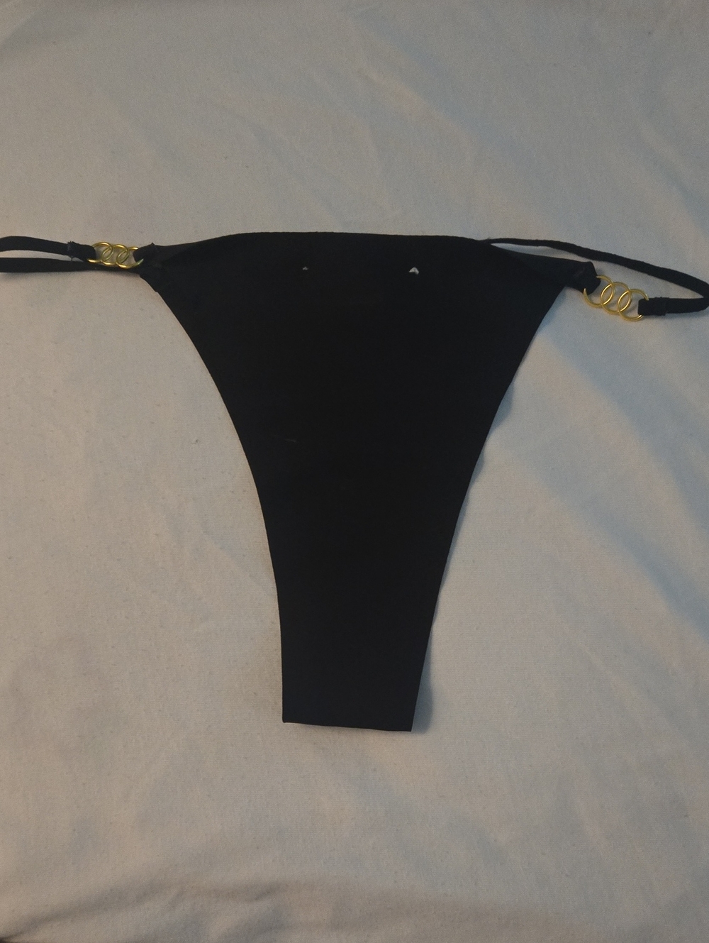 Black Women's Panties Bottom with Gold Accent Rings